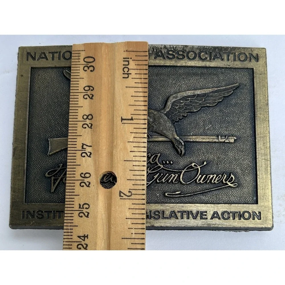 NRA National Rifle Assn Gun‎ Owner 2nd Amendment Right Bear Arm Vtg Belt Buckle